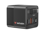 Verbatim Incarcator GaN 65W cablu retract EU/UK/US1 x USB-C PD 65W 1 x USB-A QC 3.0