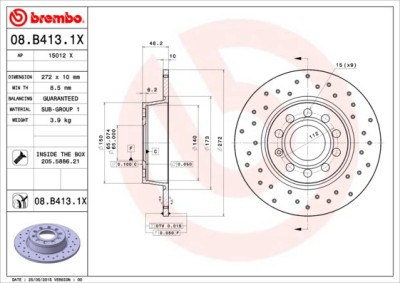 BREMBO 08.B413.1X XTRA LINE - Xtra Disc frana foto