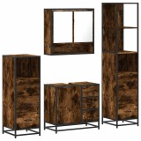 Cumpara ieftin Set de mobilier de baie 4 piese Lemn prelucrat de stejar afumat