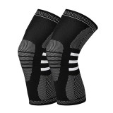 Set de 2 genunchiere HSAJS, textil/silicon, negru/alb, marimea L