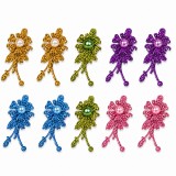 Cumpara ieftin Set 10 agrafe de par aurii, verzi 5 x 2 cm, mov, bleu si roz, model floral metalizat, 2 din fiecare culoare, accesorii elegante pentru coafuri
