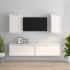 Comodă TV Gossi, 4 Bucăți, Alb, Lemn Masiv Pin, Design Modern