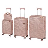 Set 4 Valize Leziter TraveLux Urban XXIV, ABS, Carcasa Rigida, Cod Numeric, Roti Duble 360&deg;, Roz-Auriu