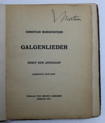 GALGENLIEDER - CHRISTIAN MORGENSTERN - BERLIN 1911 foto