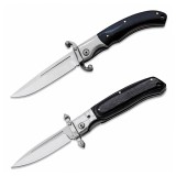 Cumpara ieftin Set de doua bricege pliabile DEPOX&reg;, lamă din oțel inoxidabil, m&acirc;ner lemn, 23.5 cm, negru