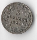 Moneda 3 kreuzer 1842 - Wurttemberg, 1,29 g argint 0,333