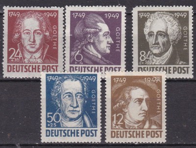 Germania - zona de ocup. sovietica 1949 Goethe MI 234-238 MNH foto