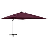 Cumpara ieftin Umbrelă &icirc;n consolă cu st&acirc;lp și LED-uri, roșu bordo, 300 cm