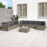 Cumpara ieftin Set mobilier de grădină cu perne, 8 piese, gri, poliratan