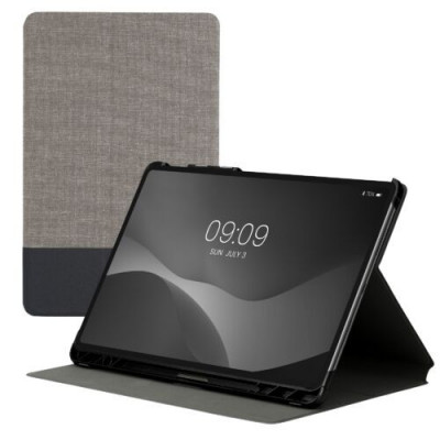 Book Cover kwmobile pentru Huawei MatePad Pro 12.6&amp;quot; , Textil, Gri/Negru, 55706.22 foto