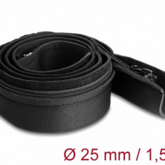 Plasa pentru organizarea cablurilor cu fermoar 1.5m x 10cm Negru, Delock 20913