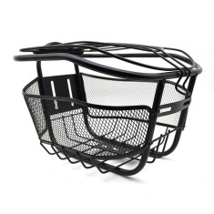 Cos pentru bicicleta, cu capac, metalic, montare frontala, 28x21x19 cm, negru, RESIGILAT