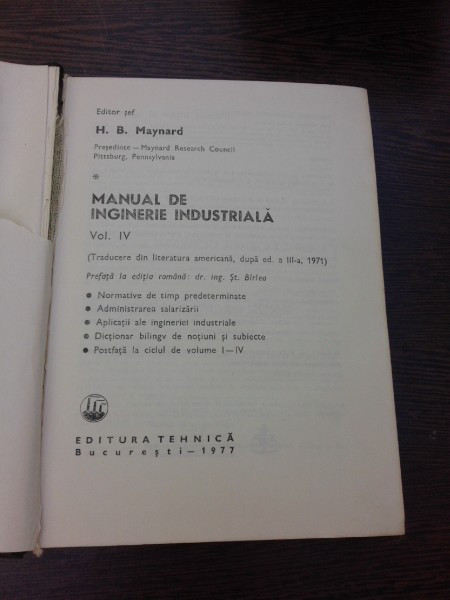 MANUAL DE INGINERIE INDUSTRIALA - H.B. MAYNARD VOL.4