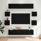 vidaXL Set comodă TV 8 pcs 80 x 30 x 30 cm Stejar Negru Lemn prelucrat 3438604