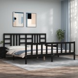 VidaXL Cadru pat cu tăblie 200x200 cm, negru, lemn masiv