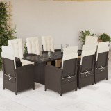 Cumpara ieftin Gossi set mobilier de gradina cu perne, 9 piese, maro, poliratan