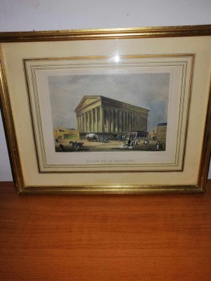 Tablou Biserica Madeleine Paris ilustratie art print gravura Rouargue Freres foto