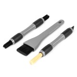 Set detailing auto AMiO cu 3 piese pentru cosmetica auto, pensula ingusta, pensula lata si perie pentru fante, pentru interior si exterior