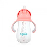 Cana cu pai tritan, roz, 300ml, U-Grow