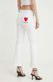 Cumpara ieftin Love Moschino jeansi femei, culoarea alb, high waist