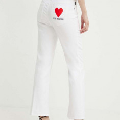 Love Moschino jeansi femei, culoarea alb, high waist