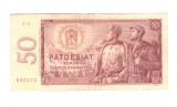 Bancnota Cehoslovacia 50 korun 1964, seria J18, stare buna