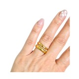 Inel dublu placat cu aur cu două benzi paralele