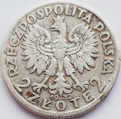 328 Polonia 2 Zlote 1932 km 20 argint foto