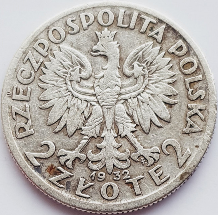 328 Polonia 2 Zlote 1932 km 20 argint