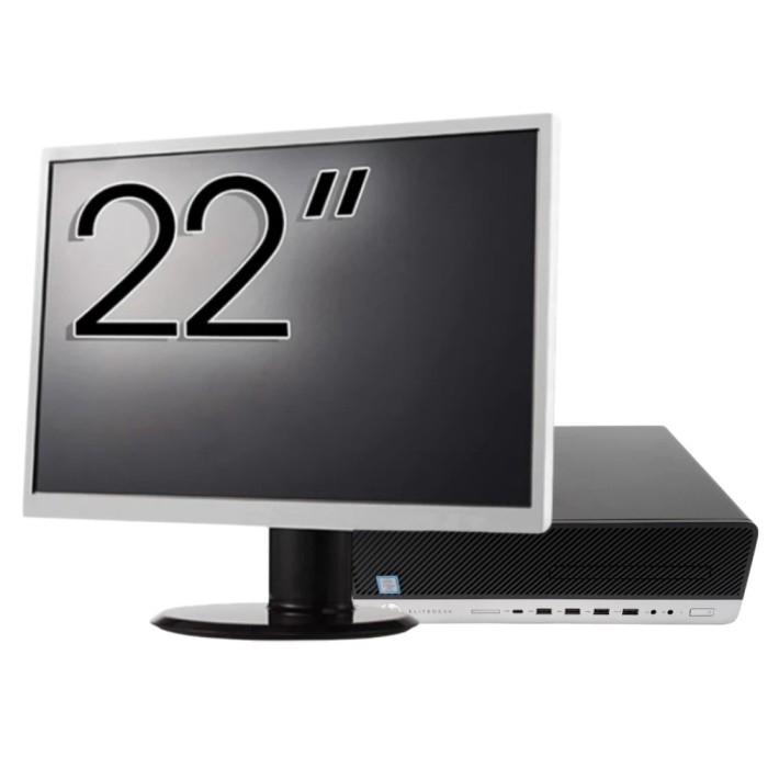 Pachet Calculator Second Hand HP EliteDesk 800 G5 SFF, Intel Core i5-9500 3.00-4.40GHz, 8GB DDR4, 256GB SSD + Monitor 22&amp;quot; NewTechnology Media
