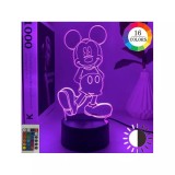 Cumpara ieftin Lampa Decorativa 3D - Mickey Mouse, 16 Culori cu Telecomanda - 9.8x20.2cm - 27386