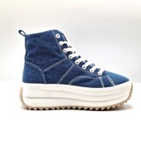 Tenisi Dama Inalti Denim Navy Platforma 4cm, Marimea 41, Casual, Siret