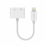 Adaptor 40017, Earldom ET-OT33, Apple Lightning la 2 x Lightning ( Audio + Incarcare), 13cm, Alb