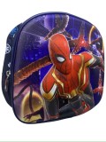Ghiozdan Spiderman 3D cu leduri din panza cauciucata la interior 22cmx22cm