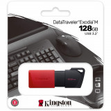 Memorie USB KINGSTON, 128Gb, Datatraveler, Exodia M , Negru/Rosu, USB 3.2 , Ambalaj Retail