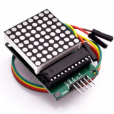 Modul LED MATRIX 8X8 campuri 32x32 mm rosu 5V Interfata SPI inclus cu controlerul MAX7219 si cabluri