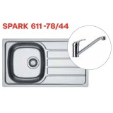 Pachet chiuveta bucatarie inox Franke SKL 611-78/44 ST, dreptunghiulara, 1 cuva si picurator pe partea stanga, 78x43.5x15 cm, adancime cuva 15 cm + Ba