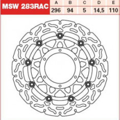 Disc frână flotant față, 296/94x5mm 6x110mm, diametru gaură de centrare 6,5mm, spacing 14,5 compatibil: HONDA CB, CBR 600F (Hornet)/600FA (ABS)/600FA