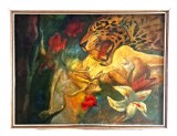 Cumpara ieftin pictura FIOGHIN CALISTRU ulei pe panza 1996 abstract tigru 60 x 90 cm.