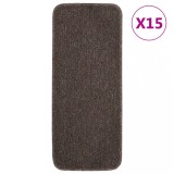 VidaXL Covorașe de scări, 15 buc., maro, 60x25 cm, dreptunghiular