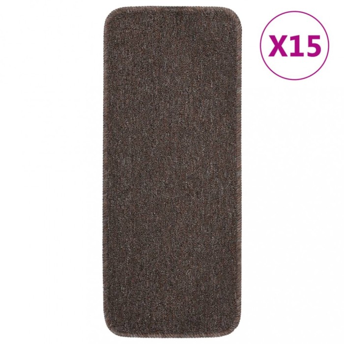 vidaXL Covorașe de scări, 15 buc., maro, 60x25 cm, dreptunghiular 340400