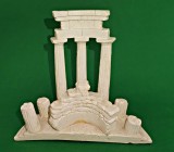 Ruine coloane rasina 14 cm h, baza 16 cm ornament decor/ diorama design Grecia