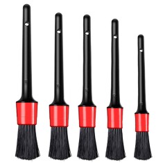 Set 5 pensule pentru curatat interior Leexo, exterior auto, elemente de caroserie, bord, jante, detailing auto, negre