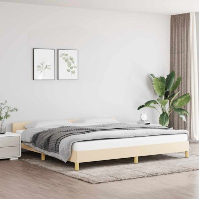 vidaXL Cadru de pat fără saltea, crem, 200x200 cm, textil 347444 foto
