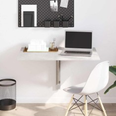 vidaXL Masă de perete pliantă, gri beton, 100x60x56 cm, lemn compozit