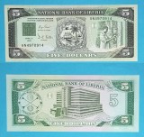 Liberia 5 Dollars 1991 &#039;Recolta Cauciuc&#039; UNC serie: AN4970914 p#20