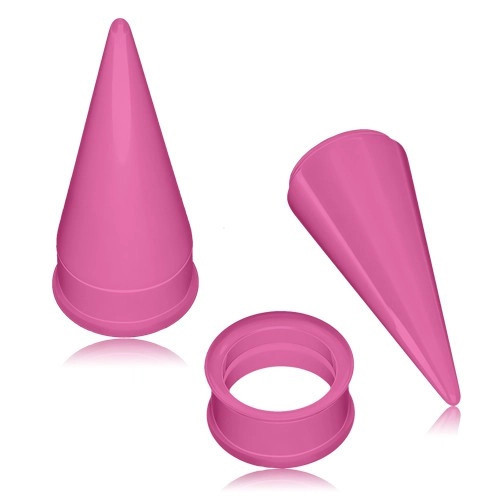 Set piercinguri de ureche - plug tunel sau tunel și con, culoare roz, con - Lățime: 22 mm
