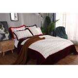 Cumpara ieftin Set Cuvertura Pat Catifea cu Blanita,Grena-LIM62