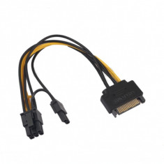 Cablu adaptor de alimentare Sata 15 pini tata la PCI-E 8 Pini ( 6 + 2 pini) , 15 cm foto