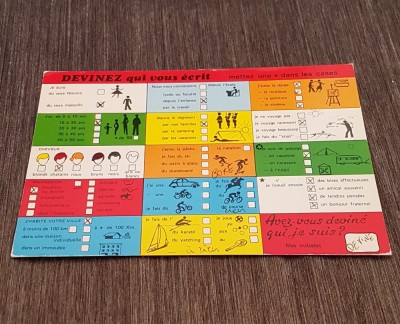Carte Poștală Joc Franceză 1988 &amp;ndash; &amp;bdquo;Ghicește Cine &amp;Icirc;ți Scrie&amp;rdquo;, Circulată Nisa-Marsilia, Ilustrație Interactivă foto